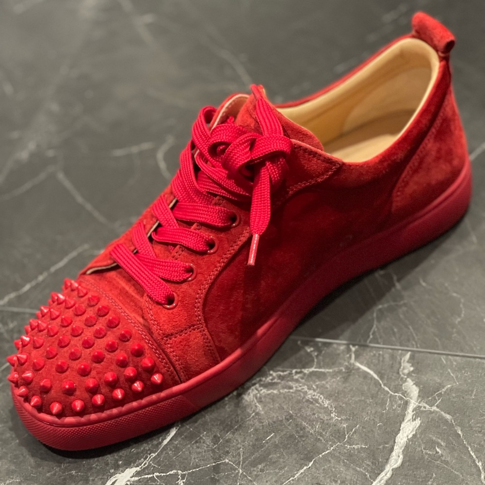 Christian louboutin Louis junior spikes  flat /gray velours size 44